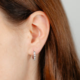 Diamond Hoop Earrings with 10 Diamonds in Sterling Silver
