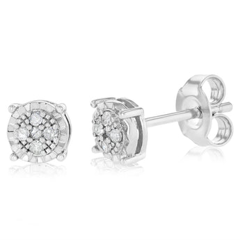 1/10 Carat Diamond Stud Earrings in Sterling Silver