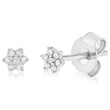 Diamond Stud Earrings with 14 Diamonds in Sterling Silver