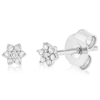 Diamond Stud Earrings with 14 Diamonds in Sterling Silver
