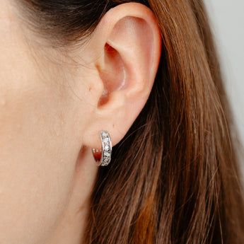 1/10 Carat Diamond Hoop Earrings in Sterling Silver