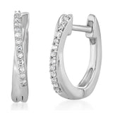 8 Points Diamond Hoop Earrings in Sterling Silver