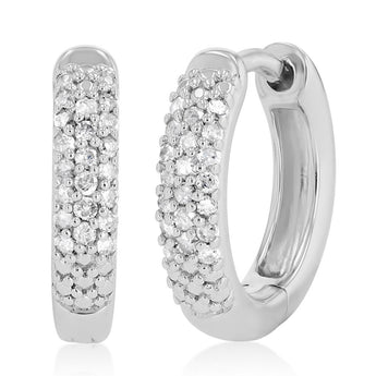 1/10 Carat Diamond Hoop Earrings in Sterling Silver