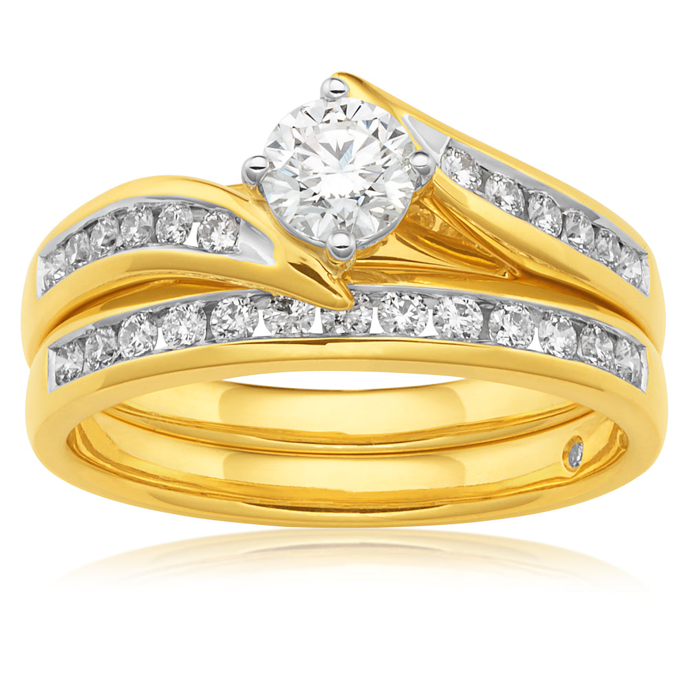 Flawless Cut Bridal Set 18ct Yellow Gold with 3/4 carat of Diamonds