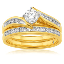 Load image into Gallery viewer, Flawless Cut Bridal Set 18ct Yellow Gold with 3/4 carat of Diamonds