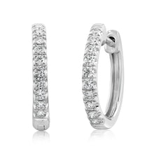 Load image into Gallery viewer, Flawless Cut 9ct White Gold Diamond Hoop Earrings With 10 Diamonds Each (TW=20pt)