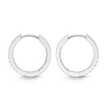 Load image into Gallery viewer, Memoire 18ct White Gold 0.30 Carat Diamond Classic Oval Hoop Earrings 17X16mm