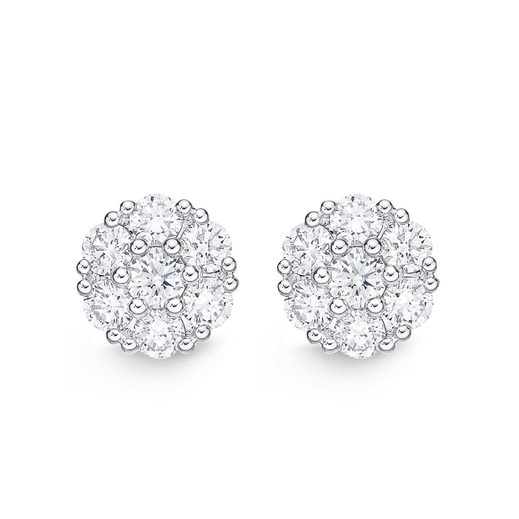 Memoire 18ct White Gold 1/2 Carat Diamond Floral Style Stud Earrings