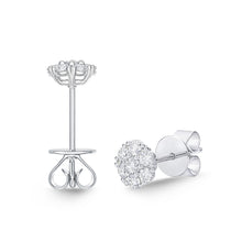 Load image into Gallery viewer, Memoire 18ct White Gold 1/2 Carat Diamond Floral Style Stud Earrings