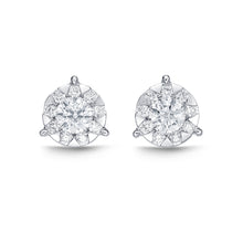 Load image into Gallery viewer, Memoire 18ct White Gold 0.95 Carat Diamond 3 Prong Bouquet Style Stud Earrings