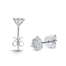 Load image into Gallery viewer, Memoire 18ct White Gold 0.95 Carat Diamond 3 Prong Bouquet Style Stud Earrings