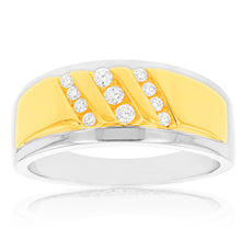 Load image into Gallery viewer, Luminesce Lab Grown 1/4 Carat Diamond Gents Ring in 9ct Yellow and White Gold