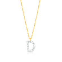 Load image into Gallery viewer, Luminesce Lab Diamond D Initial Pendant in 9ct Yellow Gold with Adjustable 45cm Chain