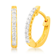 Load image into Gallery viewer, Luminesce Lab Grown 1/6 Carat Diamond Claw Hoop Earrings in 9ct Yellow Gold