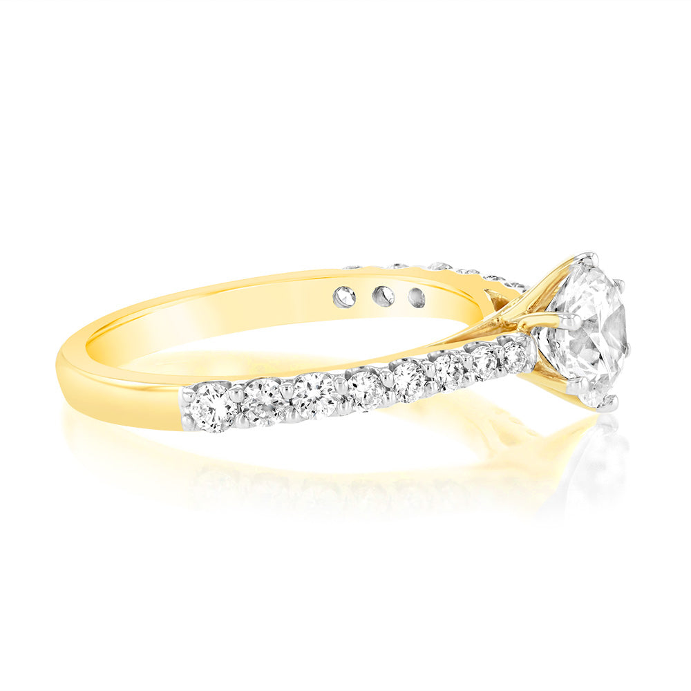 Luminesce Lab Grown 1 Carat Fancy Diamond Ring in 18ct Yellow Gold