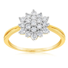 Load image into Gallery viewer, Luminesce Lab Grown Diamond 1/2 Carat Cluster Dress Ring in 9ct Yellow Gold
