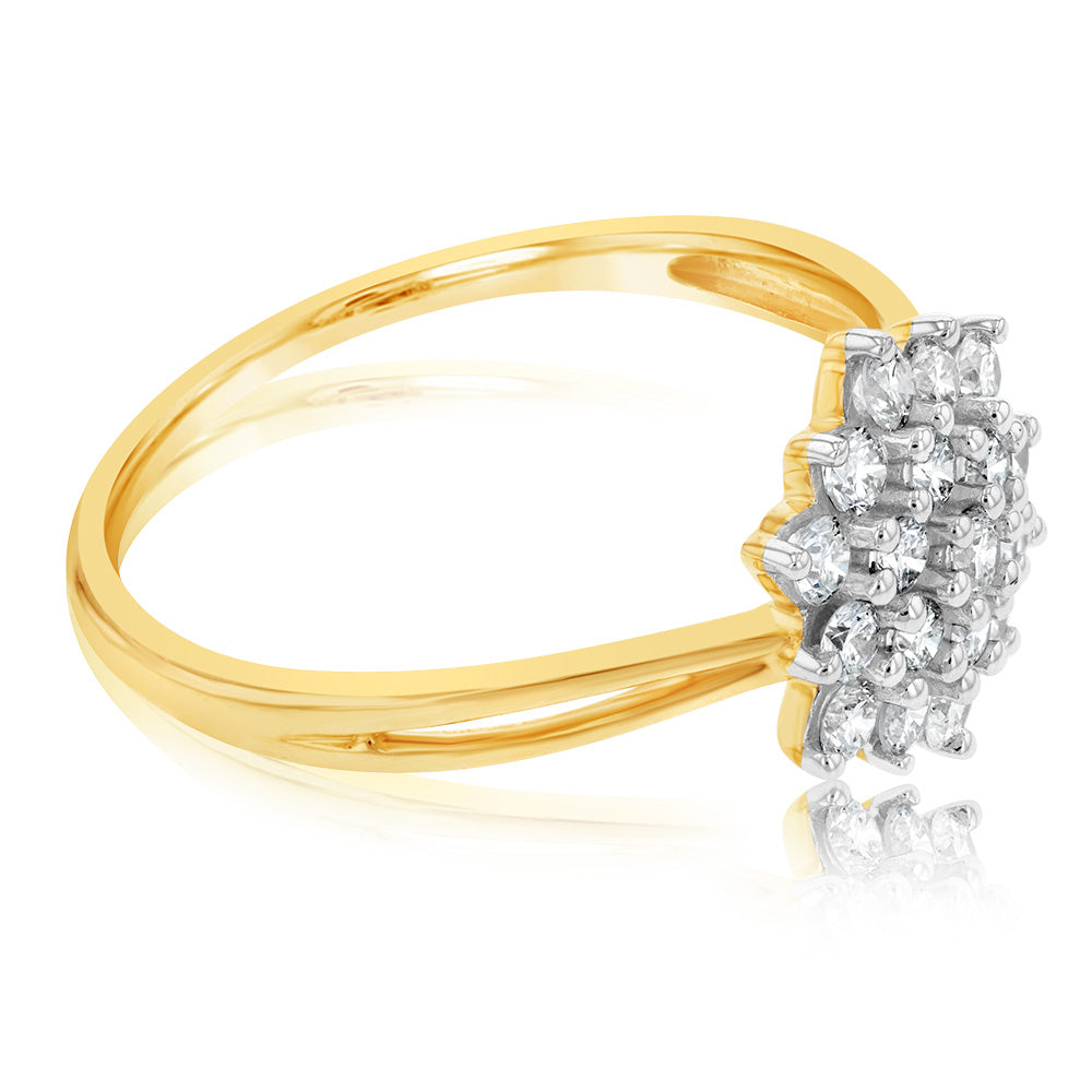 Luminesce Lab Grown Diamond 1/2 Carat Cluster Dress Ring in 9ct Yellow Gold