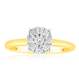 Luminesce Lab Grown 9ct Yellow Gold 1/3 Carat Diamond Flower Shaped Ring