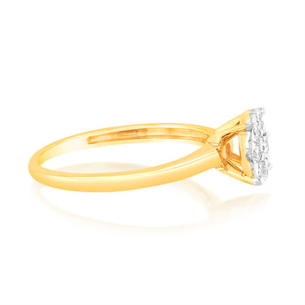 Luminesce Lab Grown 9ct Yellow Gold 1/3 Carat Diamond Flower Shaped Ring