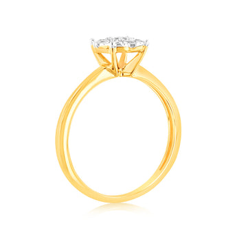Luminesce Lab Grown 9ct Yellow Gold 1/3 Carat Diamond Flower Shaped Ring