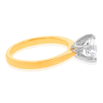 Certified Luminesce Lab Grown 1.5 Carat Solitaire Ring in 18ct Yellow Gold