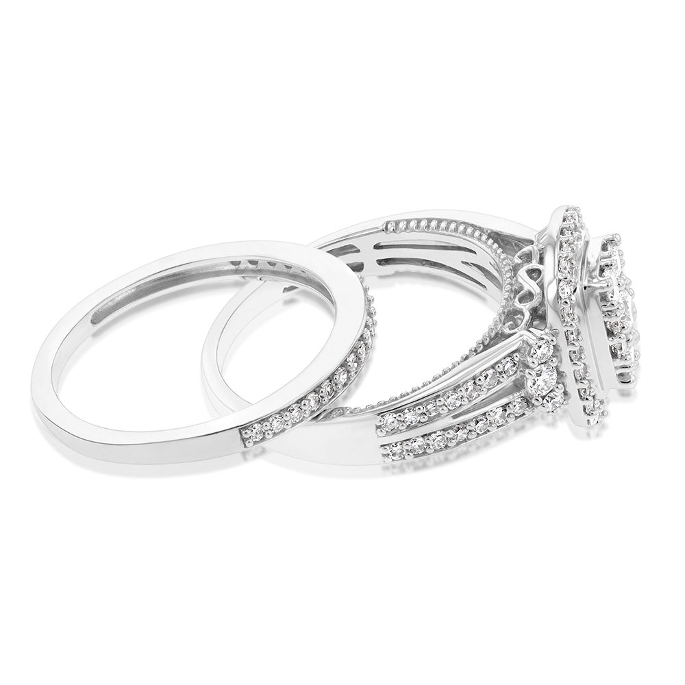 Luminesce Lab Grown Diamond Bridal Set .95Carat in  set in 10ct White Gold