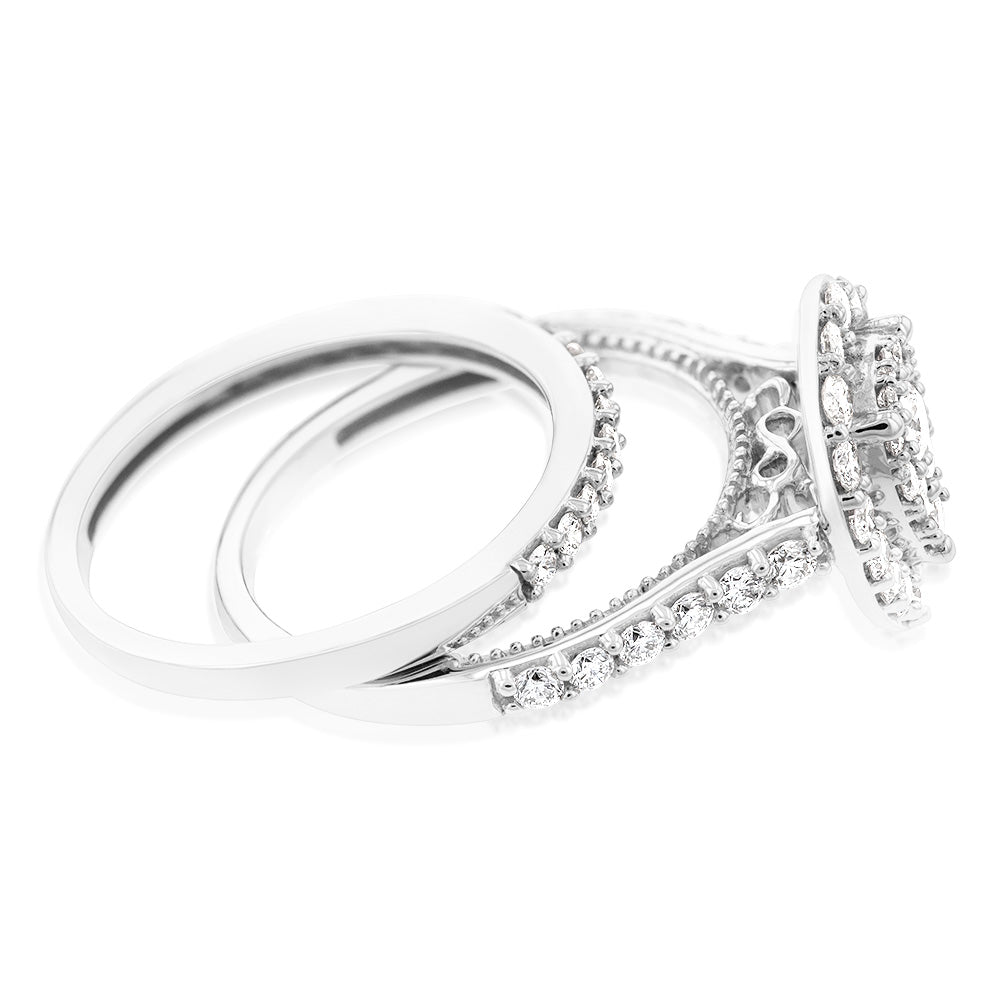 Luminesce Lab Grown Diamond 1.2CT Bridal Set in Pear Design 10ct White Gold