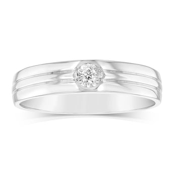Luminesce Lab Grown 1 Brilliant Cut Diamond in Sterling Silver Gents Ring
