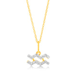 Luminesce Lab Diamond 9ct Yellow Gold Aquarius 1/10 Carat Diamond Pendant With Chain