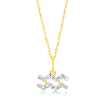 Luminesce Lab Diamond 9ct Yellow Gold Aquarius 1/10 Carat Diamond Pendant With Chain