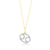 Luminesce Lab Diamond 9ct Yellow Gold Cancer 1/5 Carat Diamond Pendant With Chain