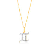 Luminesce Lab Diamond 9ct Yellow Gold Gemini 1/10 Carat Diamond Pendant With Chain