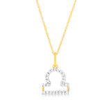 Luminesce Lab Diamond 9ct Yellow Gold Libra 1/10 Carat Diamond Pendant With Chain