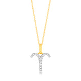 Luminesce Lab Diamond 9ct Yellow Gold Aries 1/10 Carat Diamond Pendant With Chain