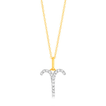 Luminesce Lab Diamond 9ct Yellow Gold Aries 1/10 Carat Diamond Pendant With Chain