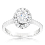 Luminesce Lab Grown 18ct White Gold 1 Carat Diamond Oval Halo Ring