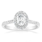 Luminesce Lab Grown 1 Carat Diamond Oval Halo Ring in 18ct White Gold