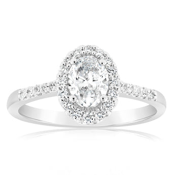 Luminesce Lab Grown 1 Carat Diamond Oval Halo Ring in 18ct White Gold