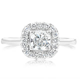 Luminesce Lab Grown 18ct White Gold 1 Carat Diamond Cushion Halo Ring