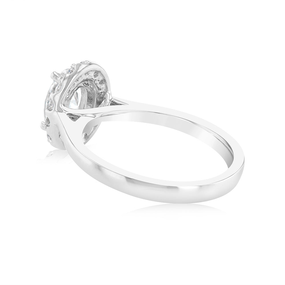 Luminesce Lab Grown 18ct White Gold 1.3 Carat Diamond Oval Halo Ring