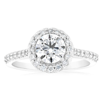 Luminesce Lab Grown 18ct White Gold 1.3 Carat Diamond Brilliant Ring