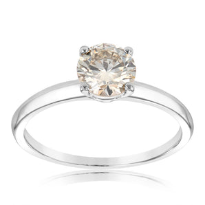 Luminesce Lab Grown 1 Carat Light Champagne Solitaire Diamond Ring in 14ct White Gold