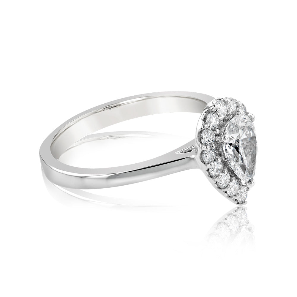 Luminesce Lab Grown 18ct White Gold 1 Carat Diamond Pear Halo Ring