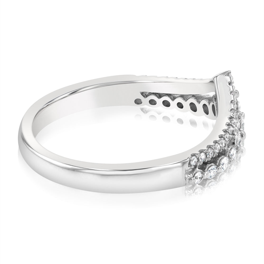 9ct White Gold 1/3 Carat Luminesce Lab Grown Diamond V Dress Ring