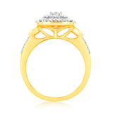 Luminesce Lab Grown 1 Carat Diamond Halo Ring in 9ct Yellow Gold