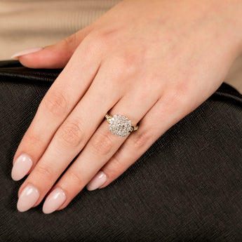 Luminesce Lab Grown 1 Carat Diamond Halo Ring in 9ct Yellow Gold