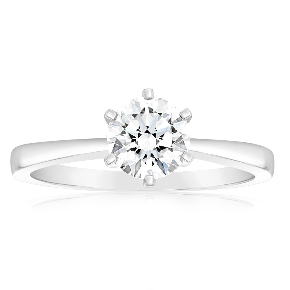 Certified Luminesce Lab Grown 1 Carat Solitaire Engagement Ring in 18ct White Gold