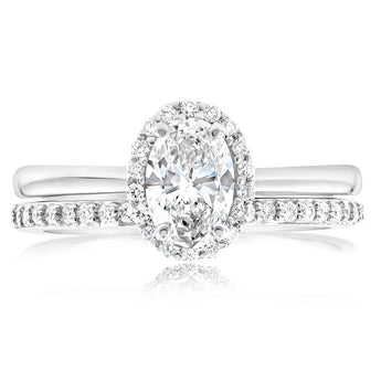 Luminesce Lab Grown Diamond 1 Carat Bridal Set in Halo Design set in 18ct White Gold