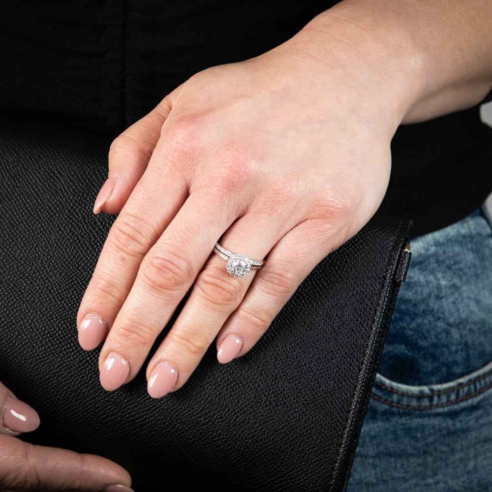 Luminesce Lab Grown Diamond 1 Carat Bridal Set in Halo Design set in 18ct White Gold