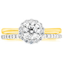 Load image into Gallery viewer, Luminesce Lab Grown Diamond 1 Carat Bridal Set in Halo Design set in 18ct Yellow Gold